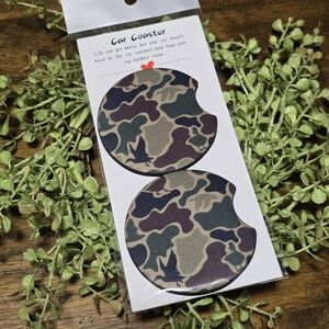 Camo Car Cup Coaster Set — Camouflage Travel Drink Holders